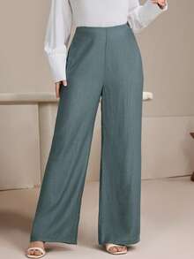 Mulvari Pantalones anchos casuales y sueltos para mujer, color gris, para primavera - Agua verde azul - Ver 1