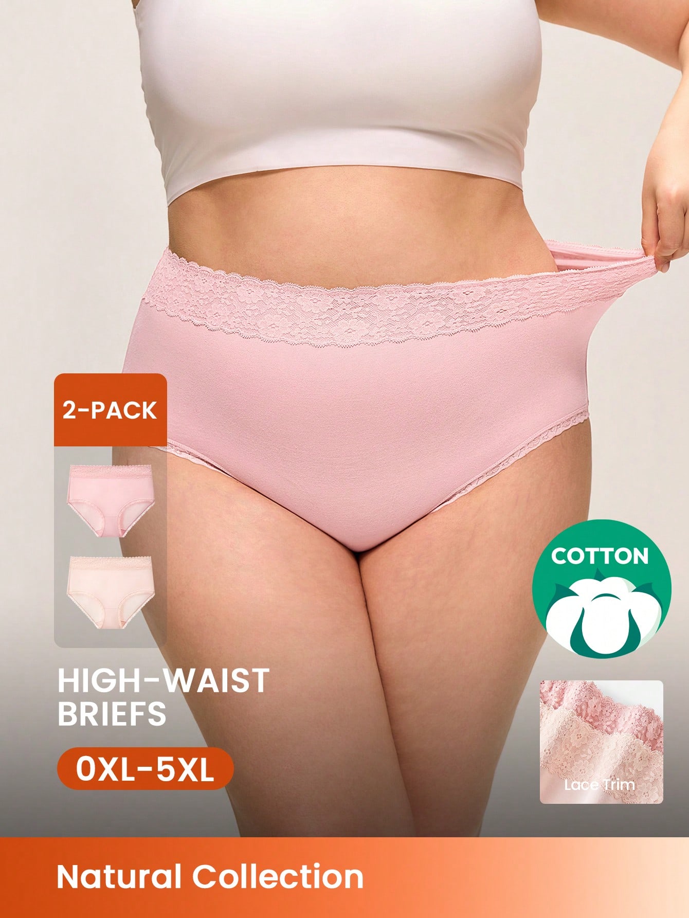 Plus 2-Pack High-Rise Cotton Briefs Panty Set