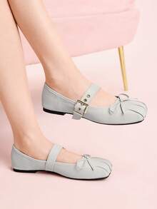 CUCCOO DOLLMOD The Square Toe Is Comfortable, Soft And Elegant, Such As Ballet Shoes, Mary Jane Flats, Women's Models, Spring Shoes, Spring Break, Easter, Suitable For Christmas Wear. Spring Shoes - Light Grey - View 4