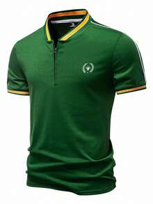 Manfinity Homme 男士动物纹条纹边饰 Polo 衫 白色男士 Polo 衫 白色男士 Polo 衫 白色男士 Polo 衫 白色男士 Polo 衫 - 綠色 - 查看 3