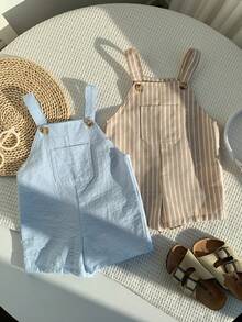 SHEIN 2件套男婴彩色条纹背带短裤套装 - 彩色 - 查看 5