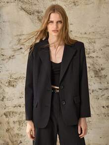 MOTF PREMIUM WOMEN'S LOOSE FIT LONG SLEEVE BLAZER, SPRING/SUMMER - Black - View 5