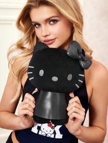 HELLO KITTY AND FRIENDS | SHEIN 1个可爱卡通猫咪毛绒玩具，黑色PU材质，优雅时尚，是完美的生日礼物 - 黑色 - 查看 1