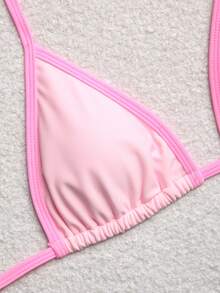 Swim Vcay 女士休闲沙滩派对度假印花比基尼三件套（含罩衫），春夏款 - 粉色 - 查看 5