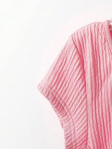 Franclia Women's Solid Color Round Neck Short Sleeve Fitted Casual T-Shirt - Pink - View 5