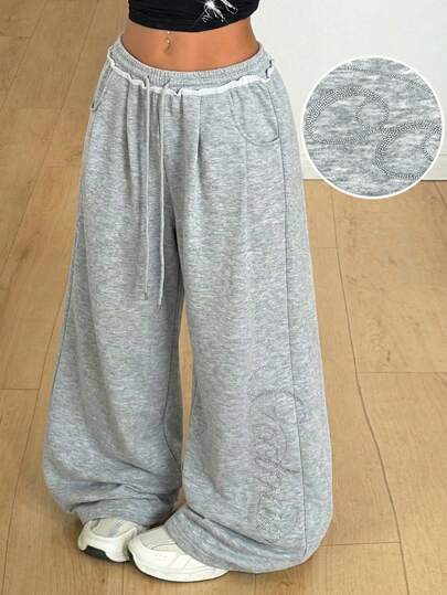 Coolane Summer For Women Going Out Casual Streetwear Sport Basic Essentials French Grey Elastic Waistband Straight Pants