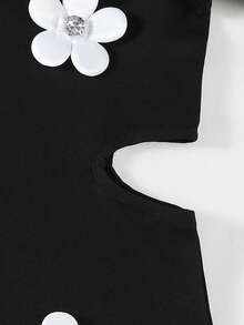 ChillGRL Teen GirlCollared A-Line Maxi Dress, Elegant High Waist Snug Fit, Fashionable & Charming, Hollow Out Design, Summer - Black - View 6