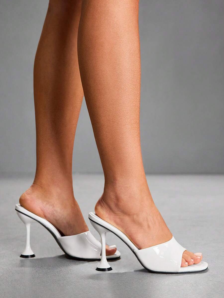 CUCCOO SZL Sandal Selop Hak Tinggi untuk Pakaian Sehari-hari Wanita, Sepatu Natal, Sepatu Musim Semi, Sepatu Prom, Sepatu Musim Panas - Cermin putih - View 1