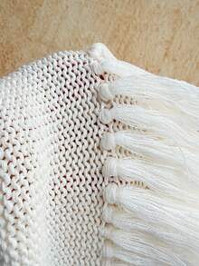 Soleia Women's Summer Vacation Sexy Fringe Halter Knit Top And Mini Skirt Set - White - View 7