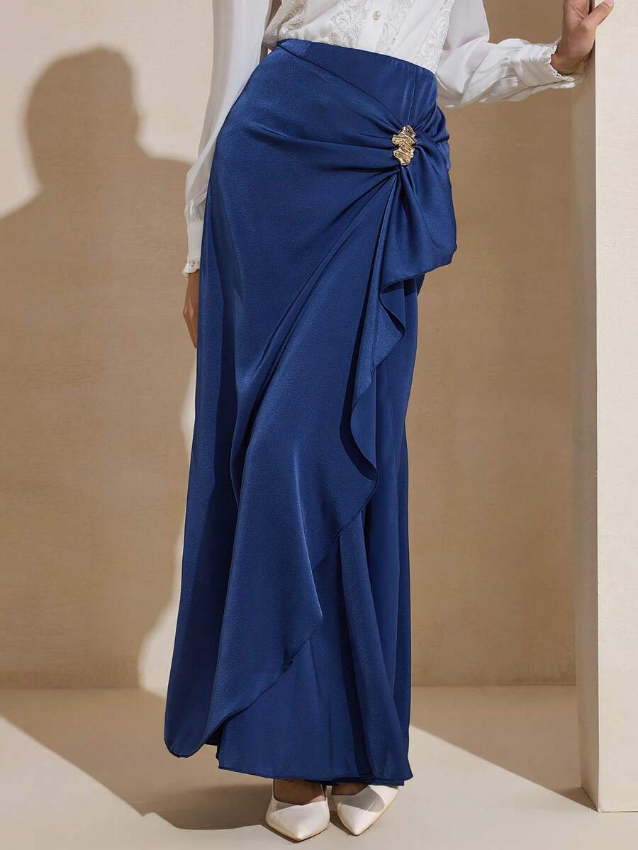 Graceveil Jupe accessoire métallique bleu marine élégante - bleu indigo - Voir 1