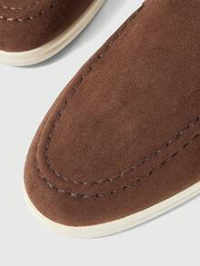 Sleekvia Giày lười nữ màu mơ bằng da lộn, kiểu dáng thoải mái, đế bằng, dễ xỏ, phù hợp cho hoạt động ngoài trời, đi làm, công sở, mặc hàng ngày, đa năng. - màu nâu - Xem 7