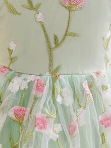 SHEIN Glamorique Kids 花童、生日派对、婚礼、节日礼服、女童公主裙、幸运大蝴蝶结、花卉网纱蓬蓬裙、参加派对或特殊场合、华丽连衣裙、可爱、美丽、四季皆宜、复活节、夏季、优雅派对礼服 - 綠色 - 查看 5
