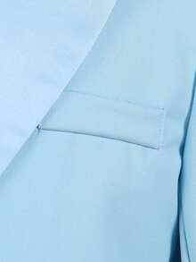 SHEIN Bộ 3 món cho bé trai tuổi teen, gồm áo khoác cổ satin màu trơn, quần màu trơn và áo vest, không kèm phụ kiện, trang phục trang trọng cho tiệc sinh nhật, tiệc tối, đám cưới, lễ rửa tội, ngày Valentine. - Màu xanh lam - Xem 9