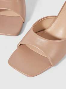 Sleekvia Women's Fashion Versatile Daily Wear Open Toe High Heel Mules Valentine's Day Summer - Khaki - View 9