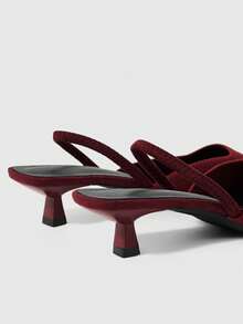 Sleekvia Ladies' Black Commuter Strap Elastic Strap Pointed Toe Thin Heel Kitten And Spring Festival Women's Shoes - Burgundy - View 9