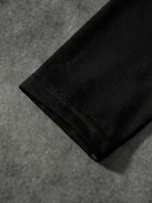 BATMAN X SHEIN Young Boys' Cool Patchwork Graphic Round Neck Loose Fit Long Sleeve T-Shirt - Black - View 5