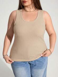 Enliva Plus Size Women's Slim Fit Camisole, Thermal Lined Women's Vest/Autumn /Winter - Apricot - View 6