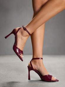 CUCCOO SZL Sandal Hak Tinggi Minimalis Wanita Warna Maroon yang Dapat Diatur, Untuk Pemakaian Sehari-hari Kasual, Sepatu Musim Semi, Liburan Musim Semi, Paskah, Pesta Prom, Natal, Hari Valentine - 7801 merah anggur - View 6