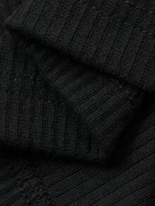 FRIFUL Women's Square Neck Lace Patchwork Fitted Petal Sleeve Sweet Palace Style T-Shirt - Black - View 7