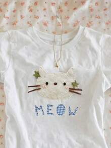 INAWLY Camiseta casual de cuello redondo y manga corta con estampado de gato lindo, un regalo para amigos - Blanco - Ver 3
