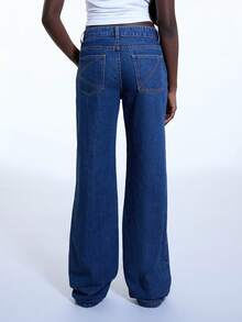 COUREZ Low Rise Slim Fit Jeans In Mid Blue Wash /Y2K Spring For Women Street Streetwear Denim Going Out Party Summer Jeans - Blue - View 4