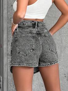 EURMUSE 100%Cotton Rigid, Slit Detailed Skort Fit - Light Grey - View 2