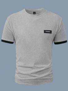 Manfinity Homme 男士撞色滚边圆领休闲夏季短袖T恤 - 彩色 - 查看 3