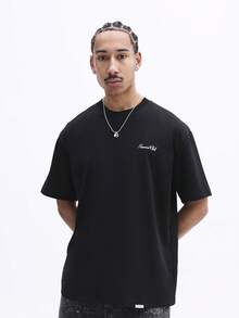 SUMWON Oversized Crew Neck Kurzarm T-Shirt mit New York Aufdruck und 1994 Grafik für lässigen Streetwear Stil - Schwarz - Übersicht 4