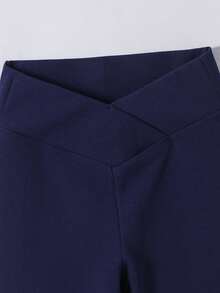 Tween Girls 2-Piece Set:Navy Blue Striped Collared Blouse & Flare Pants,Summer Casual School Outfit,Back-To-School,Holiday,Party Vacation Clothes - Blue and White - View 5