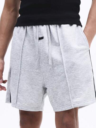 SUMWON Men's Drawstring Knit Shorts With Side Stripe Details And Elastic Waistband For Casual Summer Wear