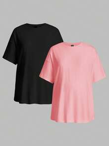 Modmama Camiseta larga de maternidad de corte holgado y casual, multicolor - Rosa - Ver 12