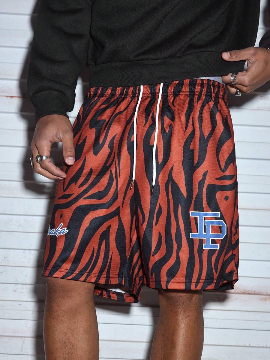 Modcrash Men's Sweatpants Set, Streetwear Vintage Print, Relaxed Fit, Spring Summer, Unisex - Red - View 1