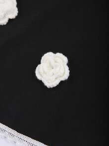 Sweetra Black Lace Trim Minimalist Comfortable Sleeveless Jacket - Black - View 3