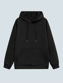 Modcrash 男士休闲印花宽松连帽卫衣，街头时尚 - 黑色 - 查看 2