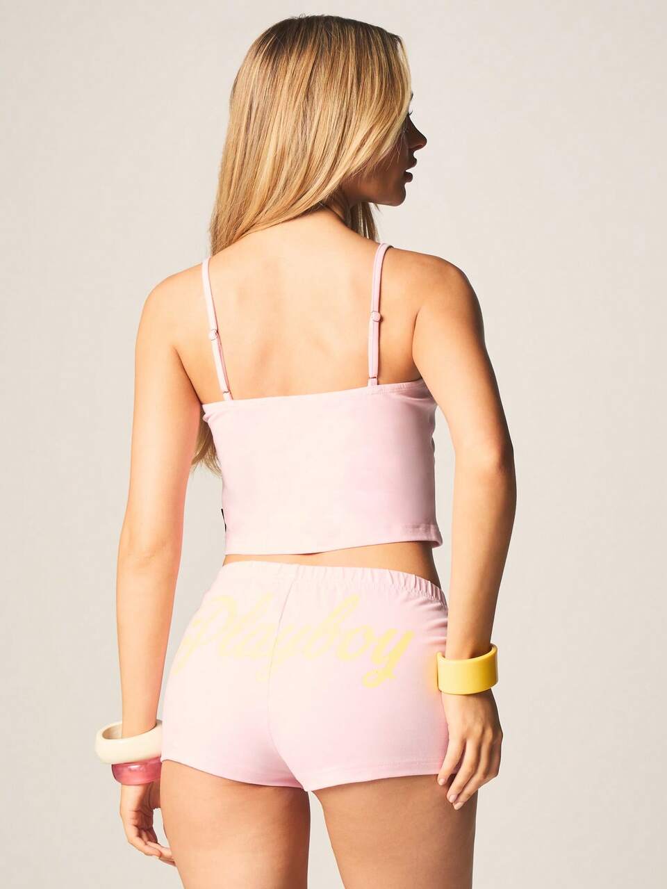 Missguided x Playboy Script Graphic Booty Shorts High Rise Mini Length Cotton Blend Summer Festival Casual Loungewear Hot Pink Stretchy Fitted Drawstring