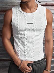 AXEPEAK Débardeur col rond décoré de métal texturé, style décontracté pour l'été - Blanc - Voir 6