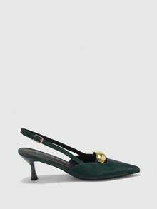 CUCCOO BIZCHIC Women's Burgundy Bow Decor Work Pumps For Christmas Spring Shoes - Green PU - View 2