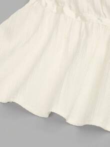 SHEIN PETITE CURVE 两件套蝴蝶结装饰，度假风，优雅纹理面料露背吊带背心搭配松紧腰直筒裤，夏季沙滩装，露肩无袖休闲时尚 - 杏色 - 查看 6