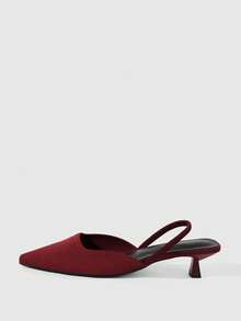 Sleekvia Ladies' Black Commuter Strap Elastic Strap Pointed Toe Thin Heel Kitten And Spring Festival Women's Shoes - Burgundy - View 7