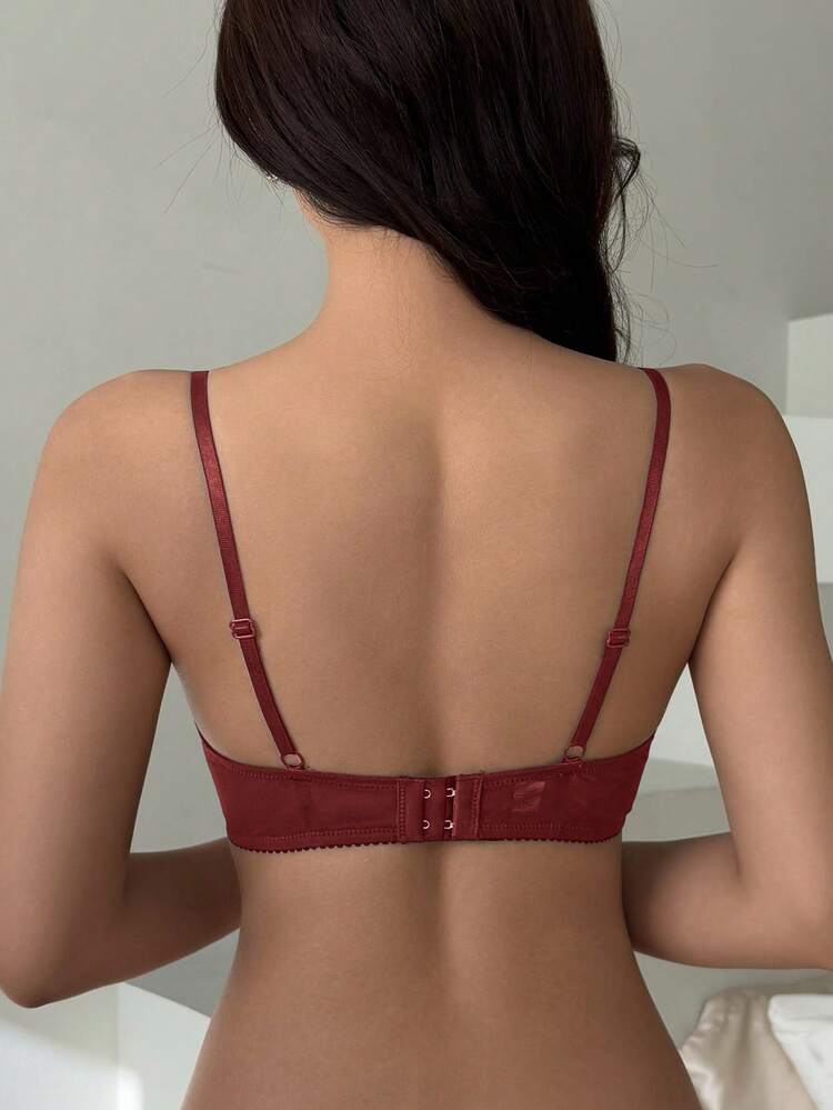 Adjustable Strap Mesh & Lace Padded Sexy Bra For Women Lingerie For Women