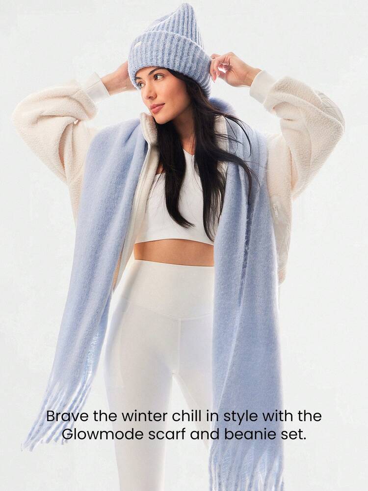 Conjunto de bufanda y gorro de punto sintético, cálido, suave y aislante para otoño e invierno, para uso diario y casual al aire libre
