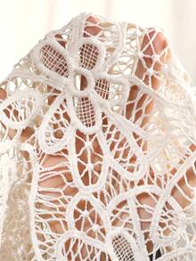 Rafferiza New Elegant Lace Hollow Out Design Women Top - Apricot - View 7