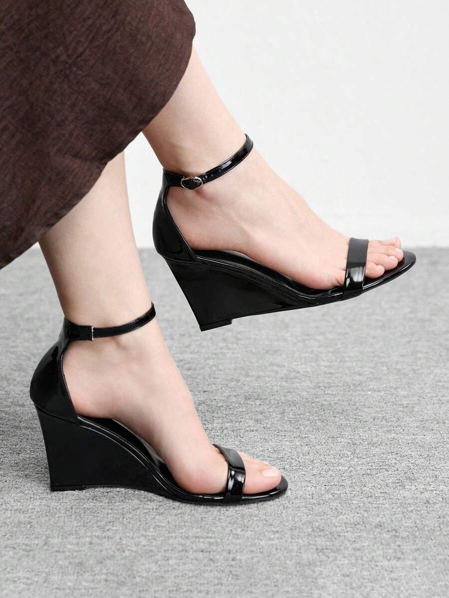 CUCCOO BIZCHIC Women Shoes Round Toe Wedge Heel Black Strap Women's Fashion Wedge Heel Sandals Stylish Simple Daily Comfort Commuter Women's Sandals Women's Shoes - Quiet Night - View 1