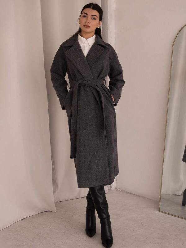 Andrea Bello Women's Fashionable Commuter Overcoat With Belt, Autumn/Winter