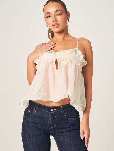 MISSGUIDED Chiffon Babydoll Cami With Ruffles