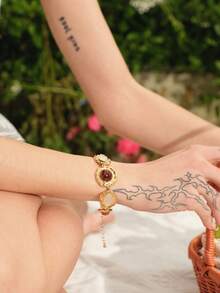 Glisma 女士串珠手链，高级/复古/优雅/性感/怀旧，适合妈妈/女士/女孩/母亲，夏季/海滩/舞会/派对，多层/宝石/串珠/水晶 - 彩色 - 查看 3