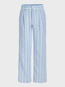 HIMLAND Chaqueta de traje de manga larga de doble botonadura a rayas y pantalones para hombre, conjunto de vestir casual para oficina y uso diario - Azul y blanco - Ver 7