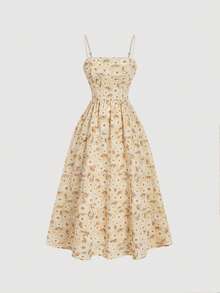 SHEIN MOD 复古刺绣雪纺度假中长吊带裙 - 彩色 - 查看 3