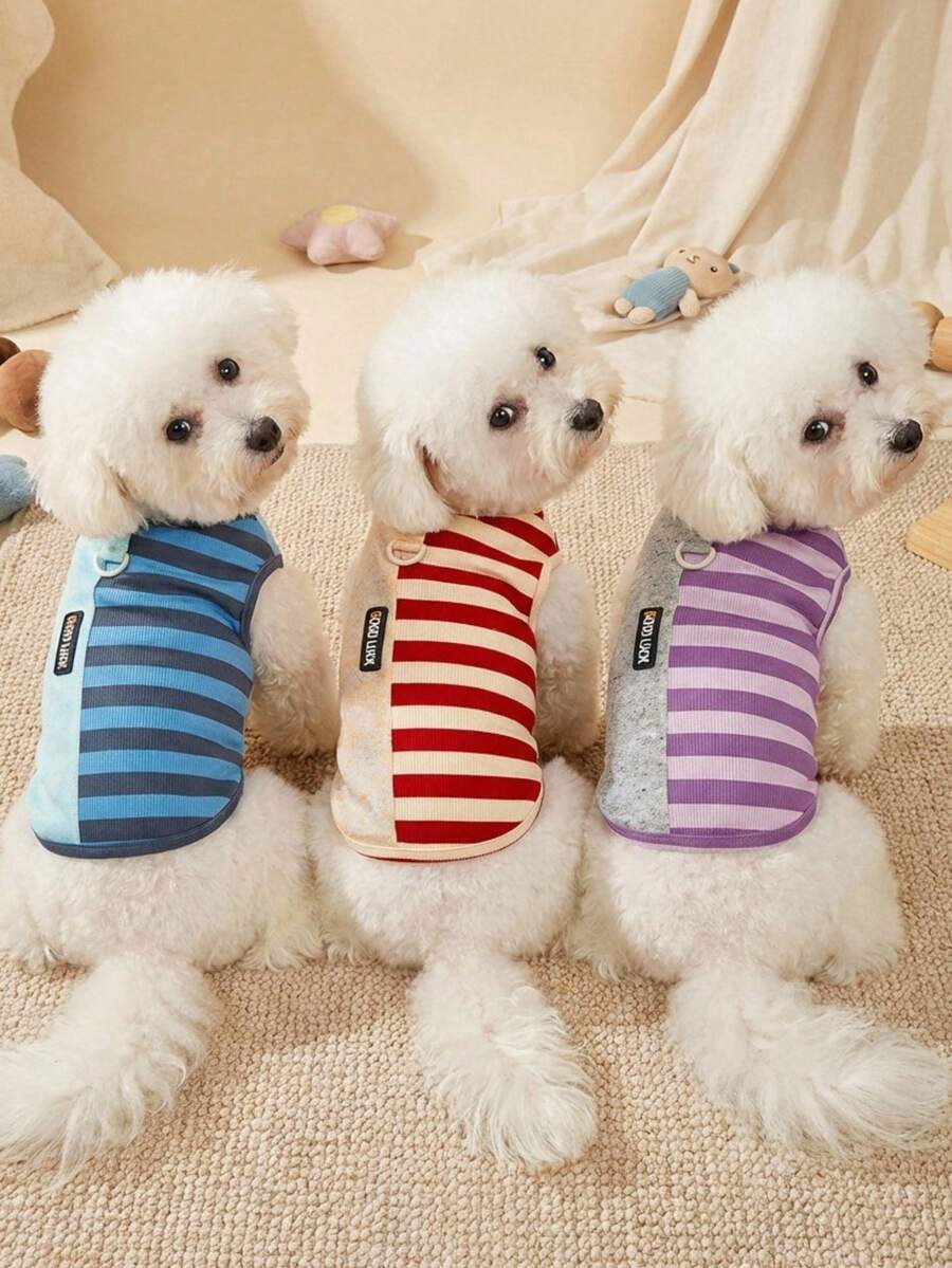 PETSIN 宠物春季新款狗狗服装 动物用品 宠物服装 狗狗背心 猫咪T恤 泰迪熊套装 小型动物服装 休闲酷炫背心 狗狗服装 猫咪服装 春夏两季新款背心 - 彩色 - 查看 1