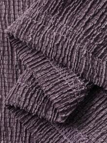 Dazy Plus 2pcs Elegant Purple Contrast Lace Loose Long Sleeve Top And Long Pants Pajama Set, Spring/Summer - Purple - View 3